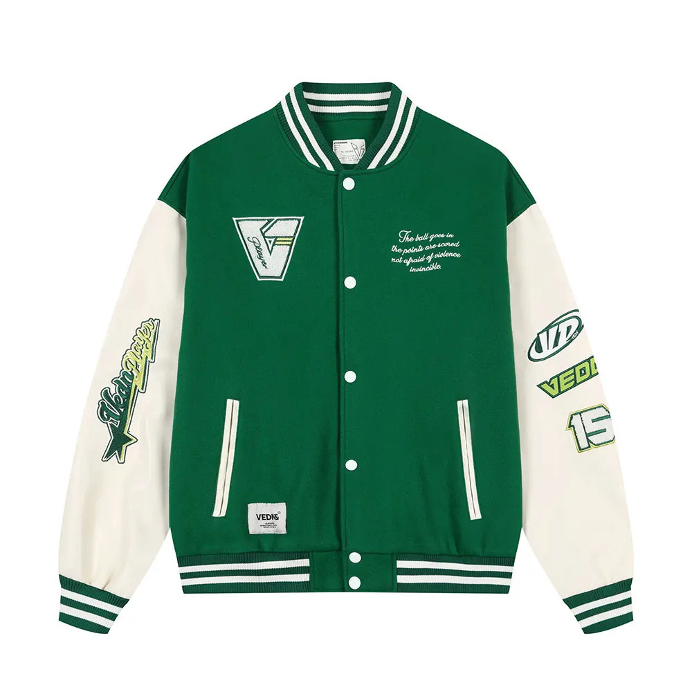 Fashionable casual baseball collar jacket with embroidered button n for basketball players in spring and autumn 241010