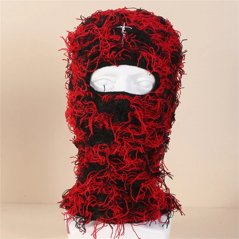Neutral skull hat with Distressed Fringes po props knitted pullout Balaclava clothing wholesale of hats 241009
