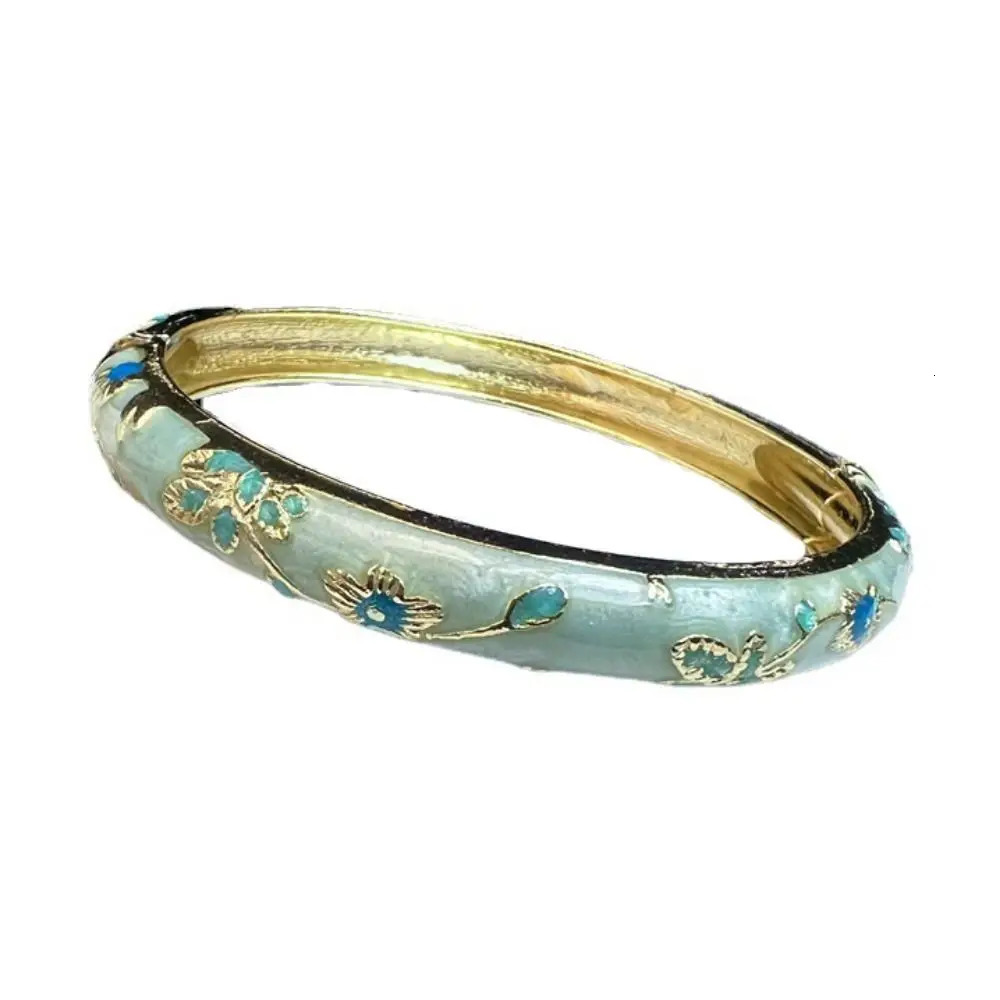 Enamel China Cloisone Bracelet Double Bracelet China Peony Filigree Flower Bracelet Traditional Retro Womens Bracelet 241007