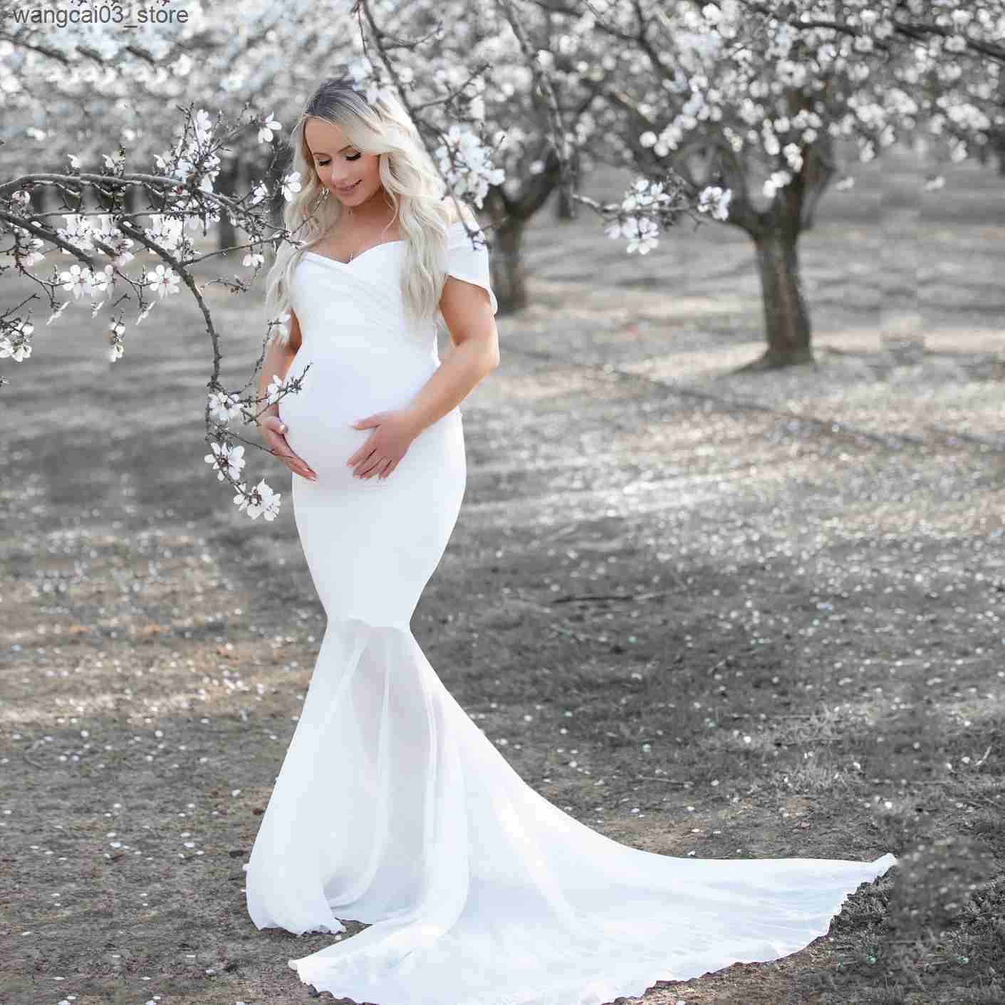 Maternity Dresses Classic Pink Pregnancy Dress for Photo Shoot Maternity Photography Props Sexy V Neck Lace Maxi Gown Dress Pregnant Women Clothes L24