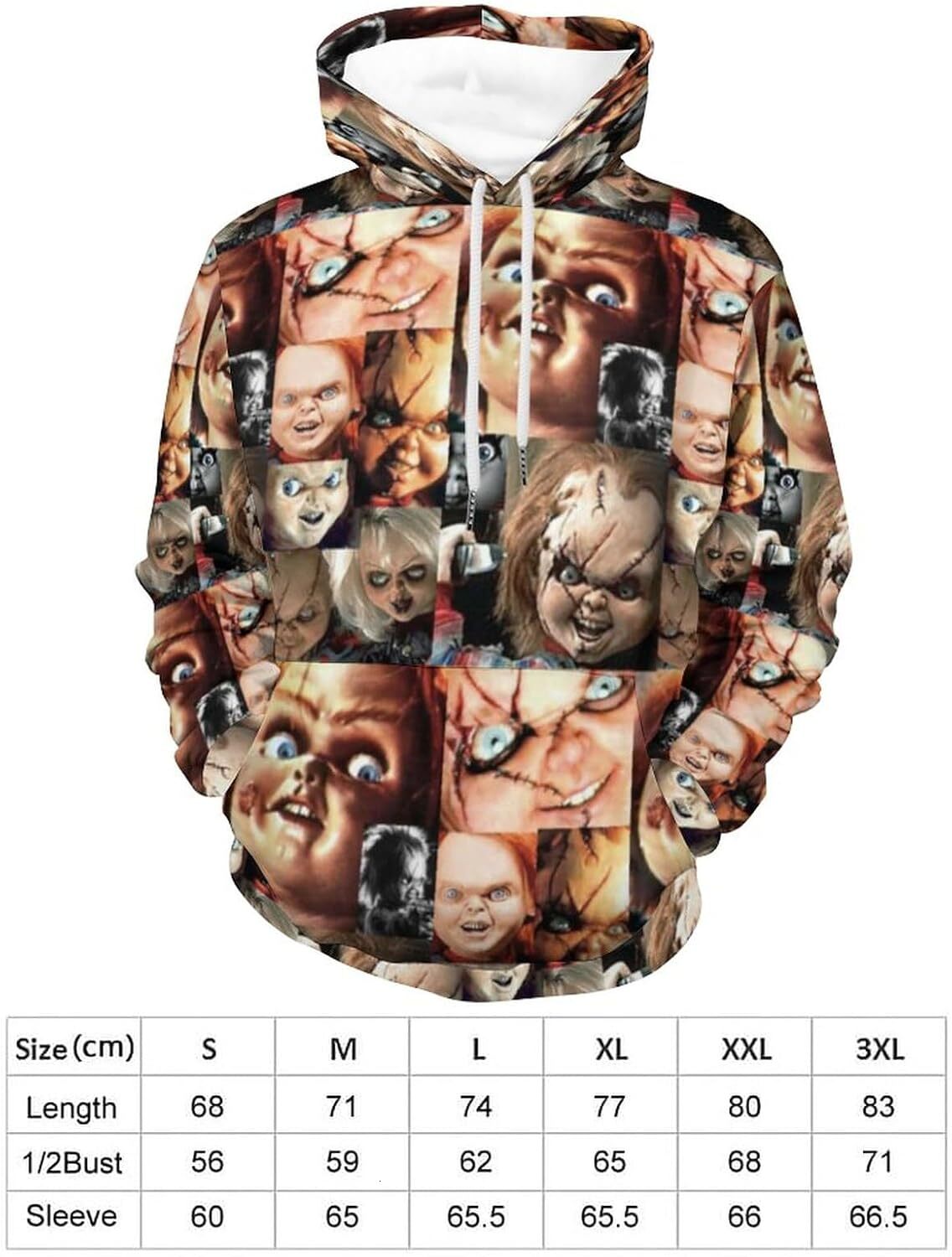Hoodie for Mens Womens Pullover Autumn Soft Hoodie Chucky Slim Fit Loose Hip-Hop Long-Sleeved Sweatshirt for Unisex Graphic Hoodies sweatshirt