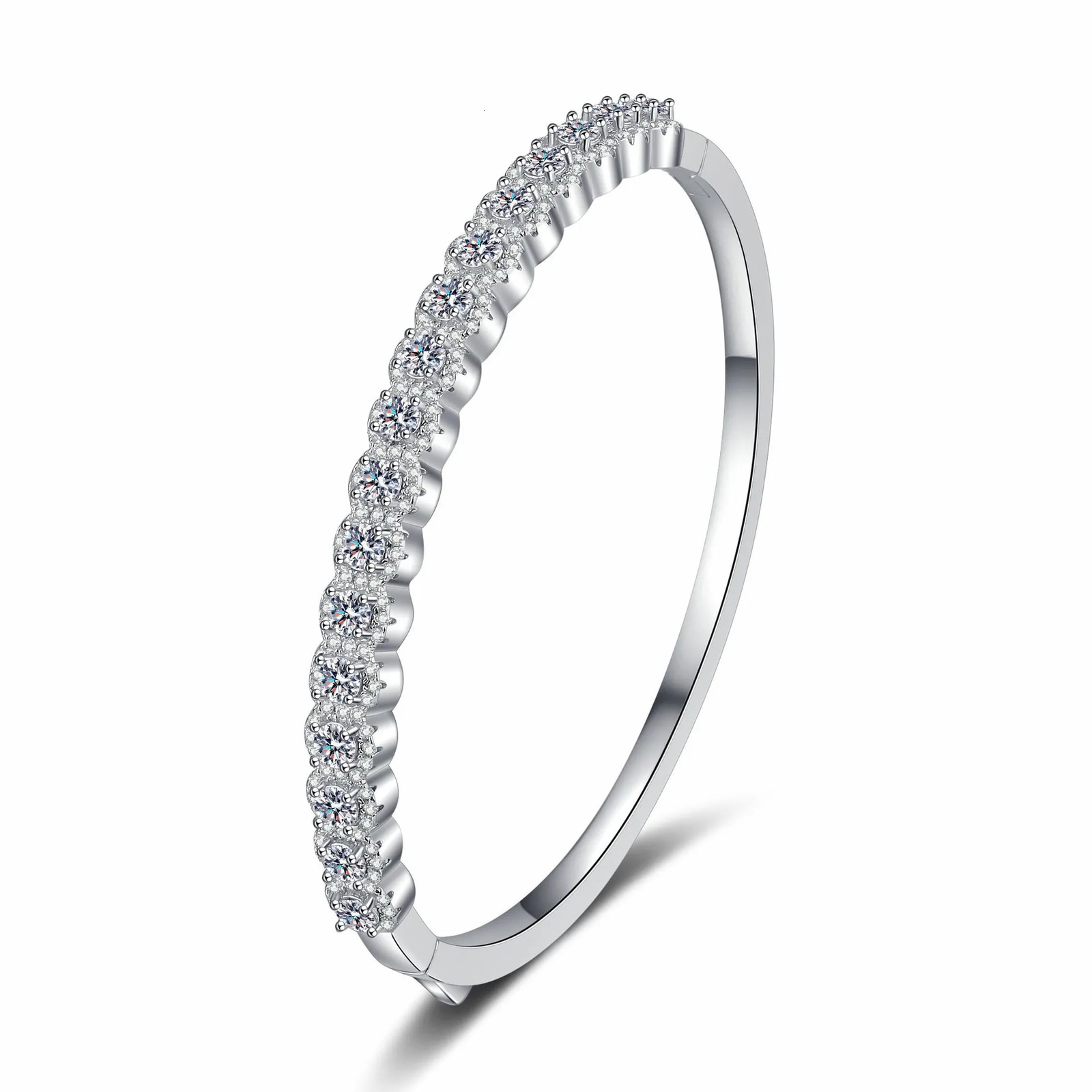 AIFAFA 2.48- all Mo silica bracelet for women galvanized Pt950 thick solid S925 silver cuff bracelet laboratory diamond wedding jewelry 241007