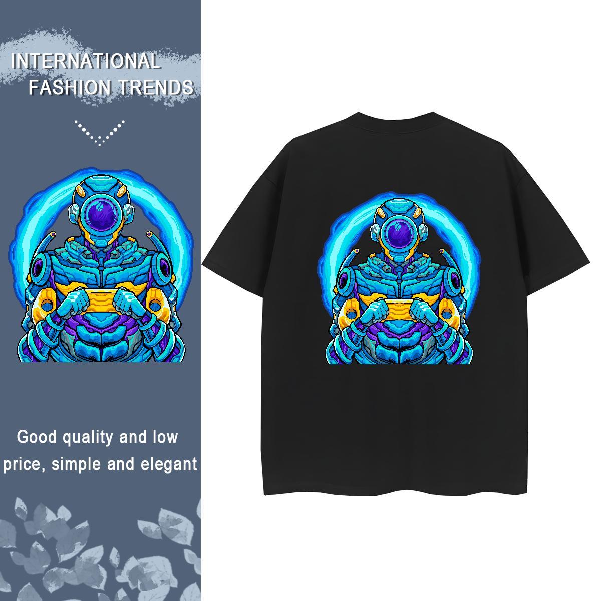 2024 T Shirt For Woman 230g 100% Cotton Comfortable Casual robot Woman Tshirt Nice Anime Print Tops Tees