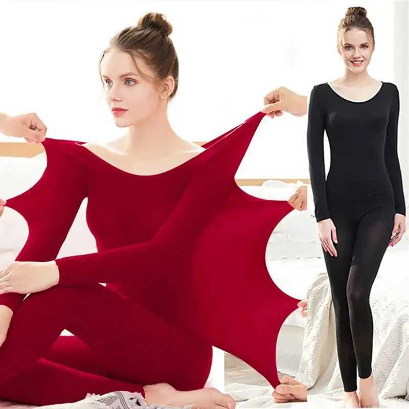 Womens Thermal Underwear Winter Thermal Heated Underwear For Women Long Johns Set Thermo Clothing Top Tights Cold Weather Warm Bottoming Lingerie Sui 
