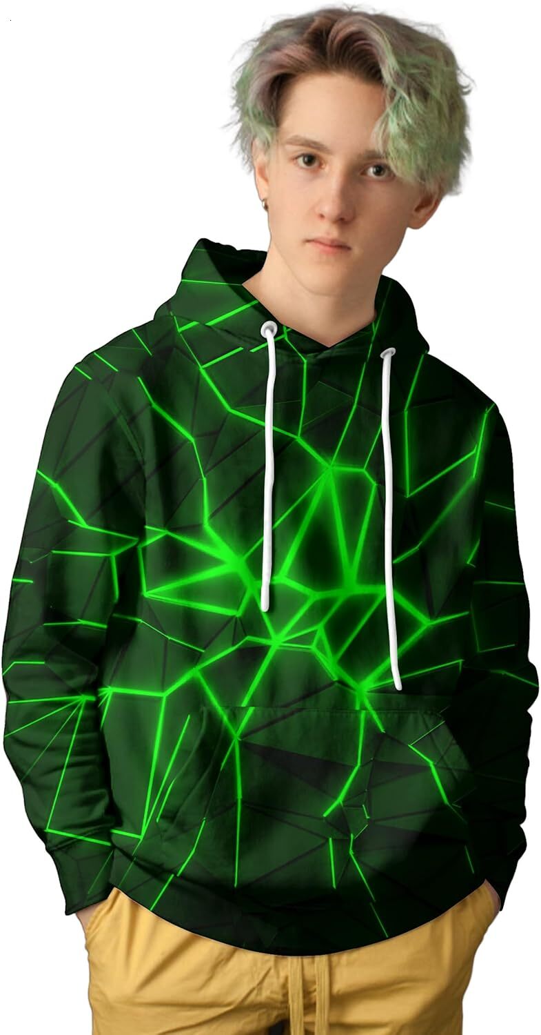 Hoodie for Mens Womens Unisex Cool 3D Fleece Liner Hoodies Upgrade Quality Pullover Novelty Print Sweatshirt With Front Pocket Trendy Fashion