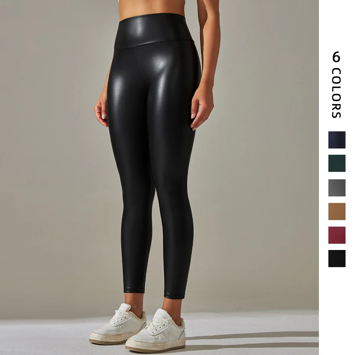 Women Black Pu Leather Pants High Waist Sexy Leggings Trouser Thick Stretch Pantalon Mujer 241009