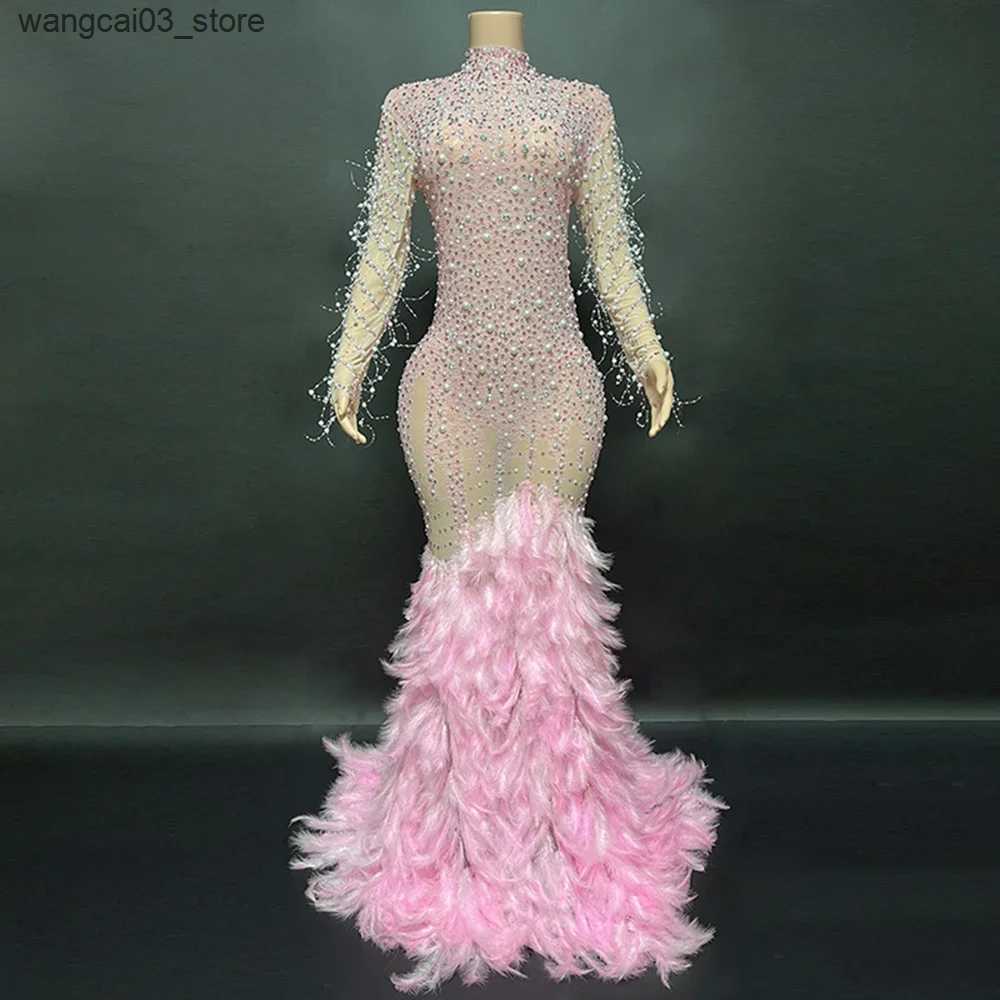 Maternity Dresses Glitter Beaded Maternity Gowns For Photo Shoot Sexy Crystal Diamond Mermaid Long Pregnant Dresses Women Feathers Mermaid Gown L24091