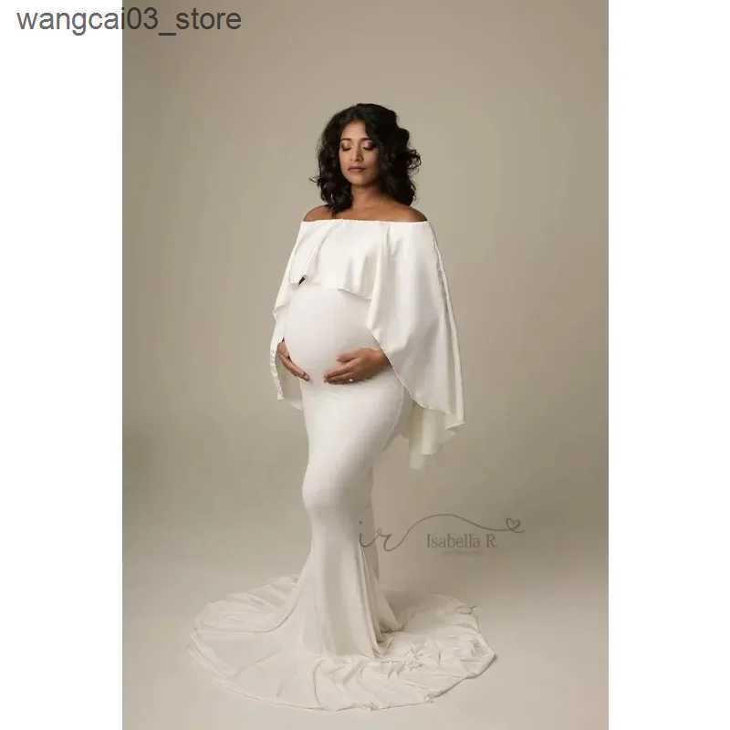 Maternity Dresses 2024 Photography Cape and Dress Sets Pregnancy Maternity Dresses Photoshoot Fitting Stretchy Pregnant Long Maternity Dress L240910