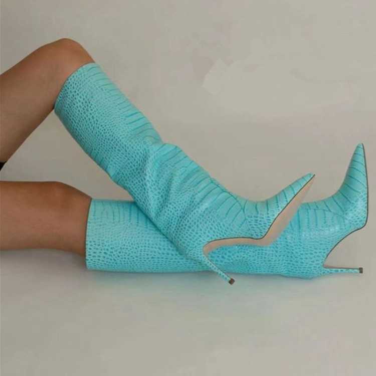 Personalized Pointed Fashion Boots Fluorescent Green Martin Boots Long Boots Stiletto High Heels Boot Versatile Look Thin Straight Ankle Boots 240826