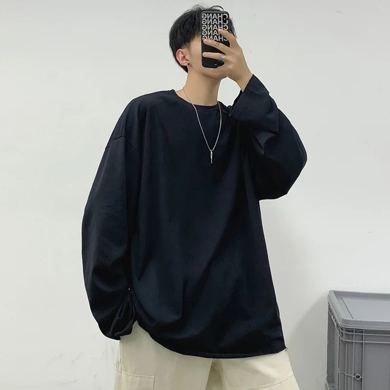 Privathinker Pure Cotton Mens Long Sleeve T-shirts Multicolor Casual Tops Large Size Unisex Tees Shirt 241011