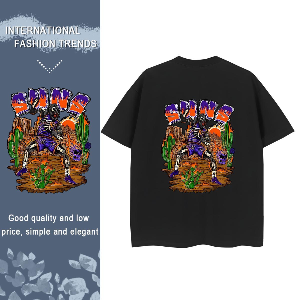 2024 T-Shirts for Women 230g Cotton Breathable Crew Neck Hip Hop Street skull Woman Tshirt Designer DIY Anime Printed Polos