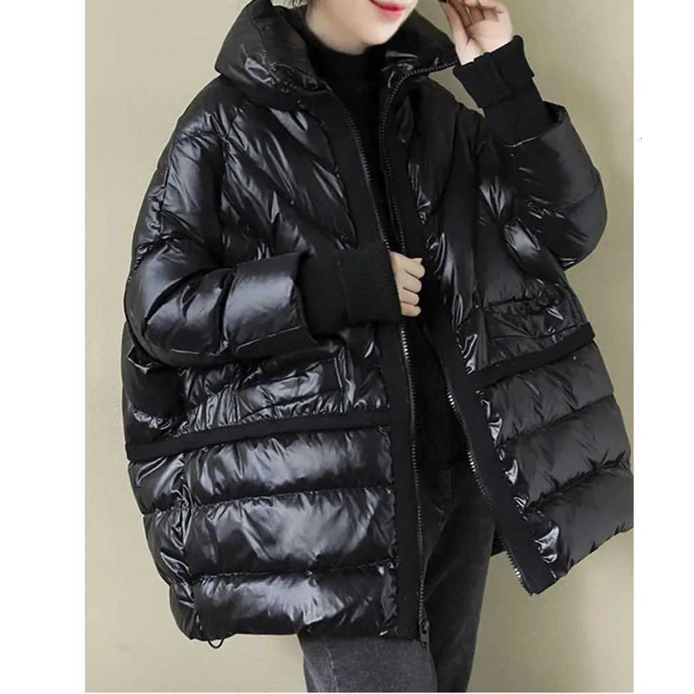 Autumn and winter womens loose red and black 90% white duck feather down jacket womens stand collar casual jacket 241011