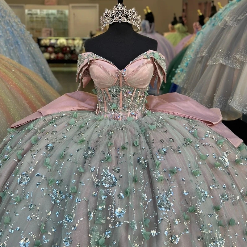 Sexy Off the Shoulder Quinceanera Dresses Ball Gown Appliques Lace Beading Sequins Sweet 16 Dress Vestido De 15 Anos