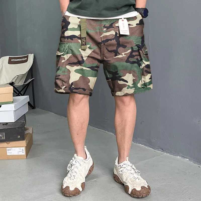 Summer Harajuku Multi Pocket Camouflage Cargo Shorts Mens Wear Japanese Street Clothing High Quality Tactical Casual Shorts Mens Wear W241010