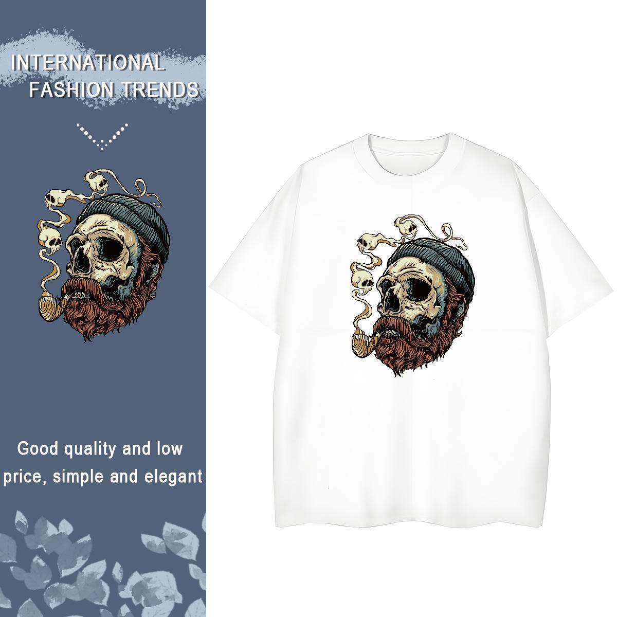 2024 Casual Womens T Shirts 230g Pure Cotton Breathable Short Sleeve Casual Sport skull Lady T shirt Nice Cartoon Anime Tops Shirt