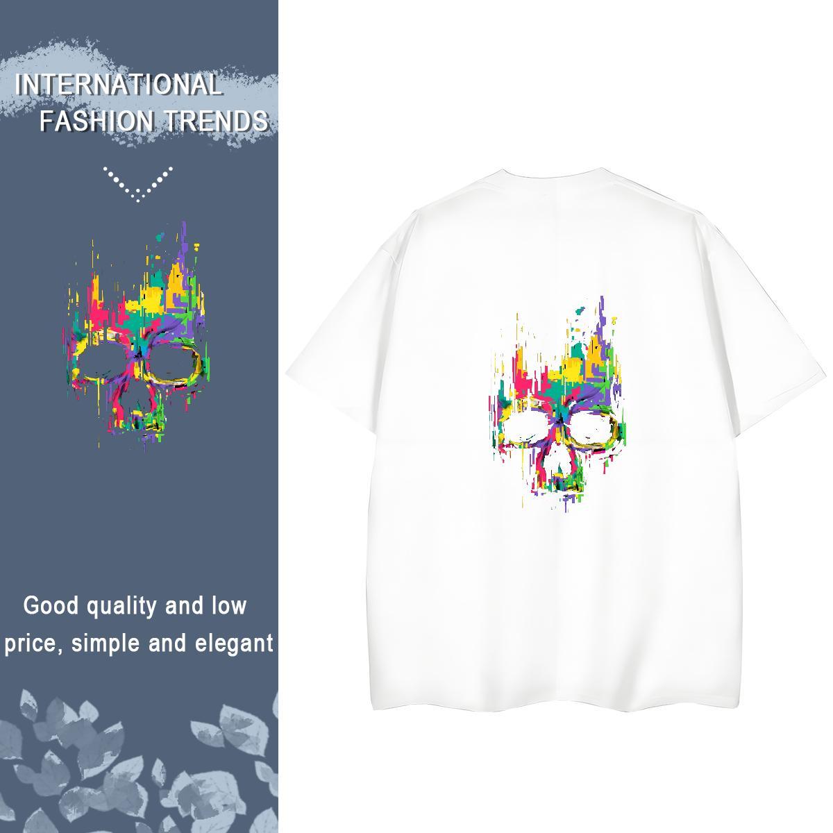 Stylist Women T Shirts 100% Cotton 230g Round Neck Short Sleeve Street skull Tshirt for Man Woman Wholesale Customized Clothes Shirt