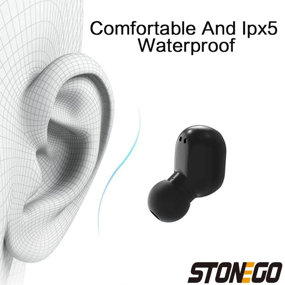 STONEGO 1PC Wireless Headphones, True Wireless Earbuds with Led Display Charging Case, HD HiFi Stereo, One-click Smart Control, Built-in Mic