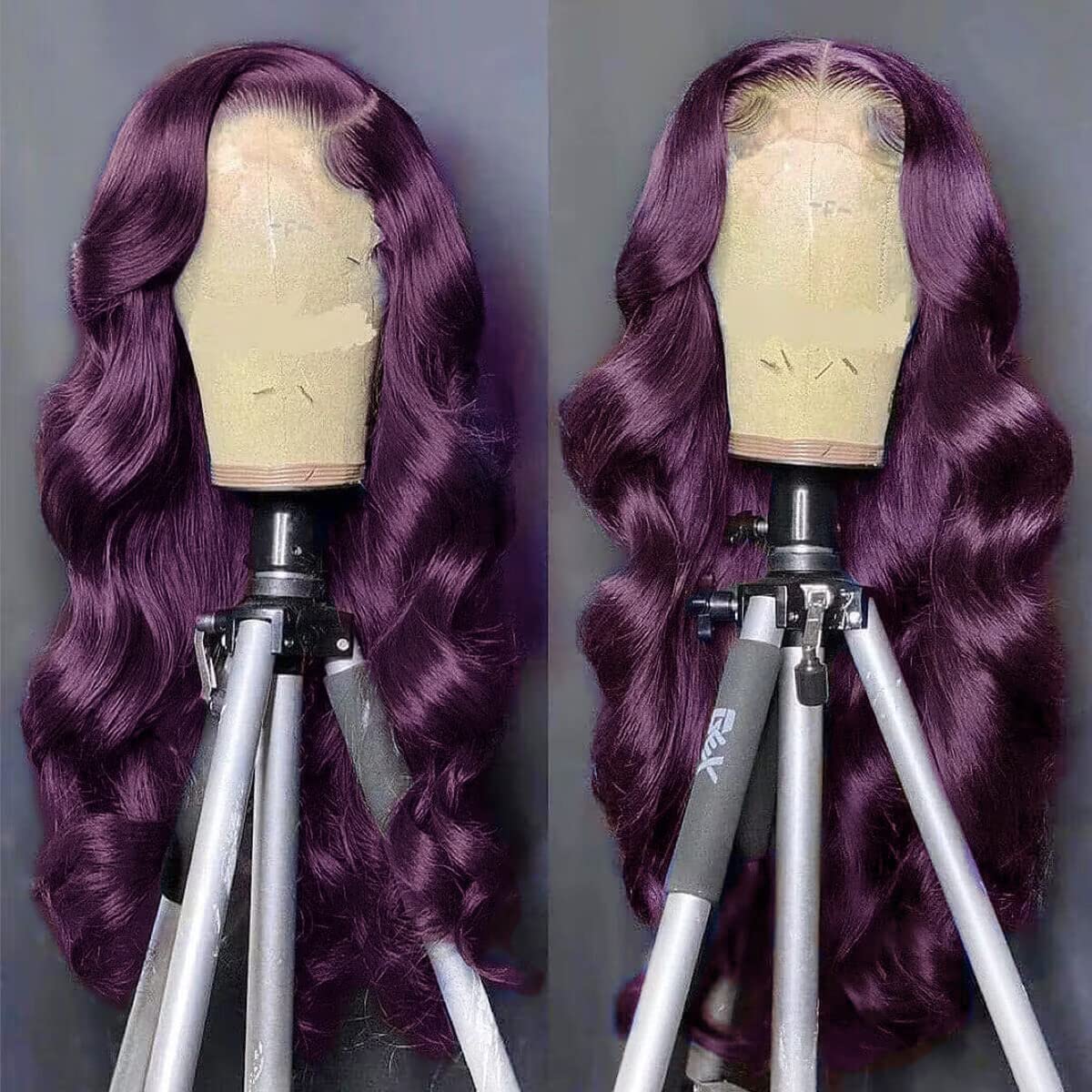 Glueless Deep Smokey Purple Wigs for Women HD Transparent Grape Purple Lace Wigs Human Hair Pre Plucked with Baby Hair 150% Density
