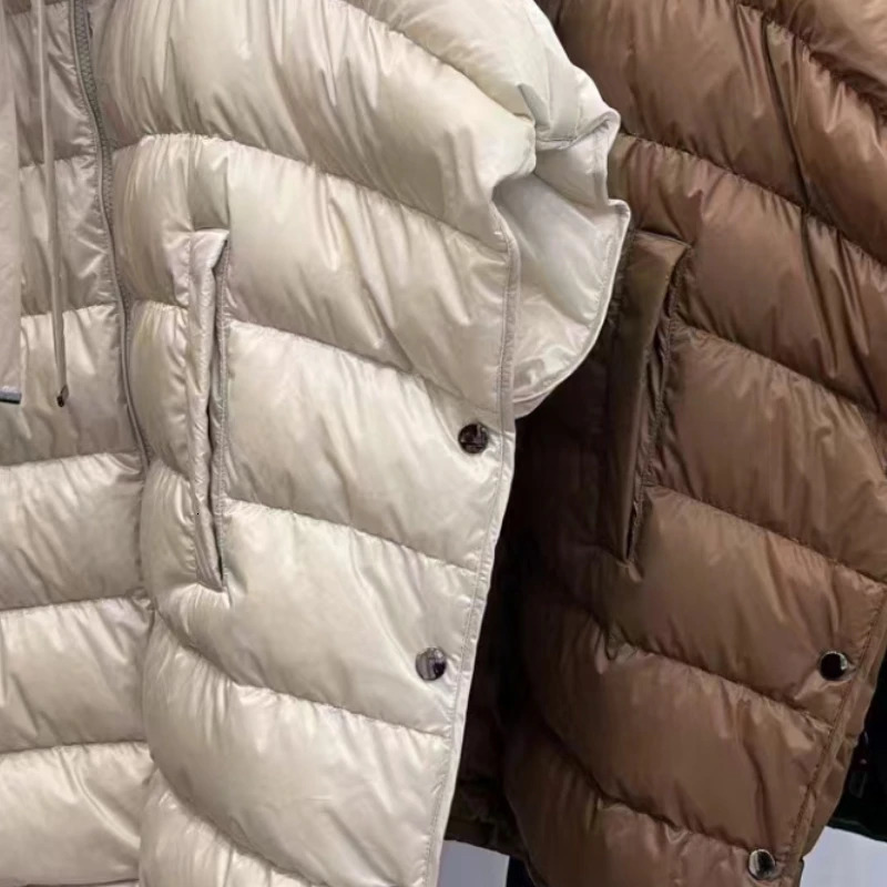 Womens down jacket winter sleeveless inflatable simple casual solid vest thick warm hooded short 241010