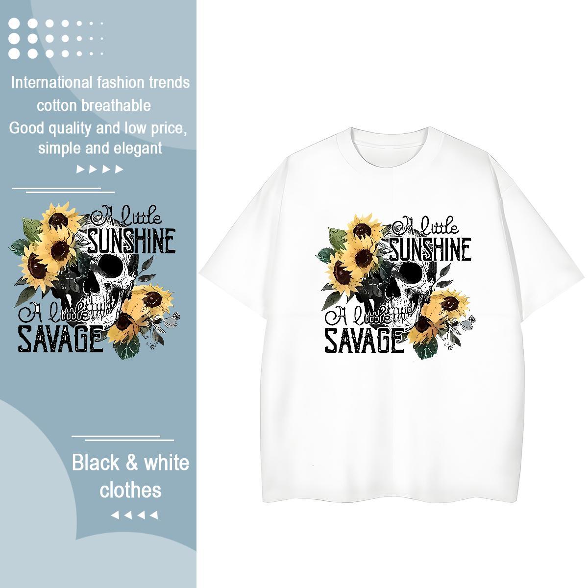 Fashion Casual T Shirt For Woman 100% Cotton 230g Crew Neck Hip Hop Street flower Woman Tshirt Designer Custom Printing Wear