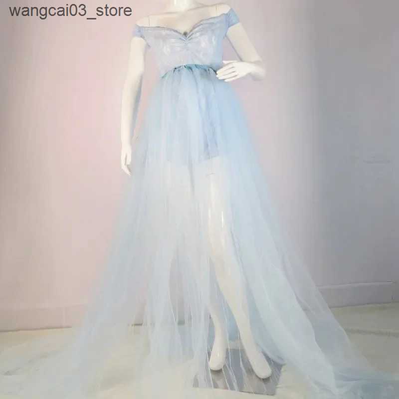 Maternity Dresses Sexy Maternity Dresses Photography Props Bodysuit Outfit Pregnant Woman Photo Shoot Pregnancy Bodysuit with Tulle Dress L240910