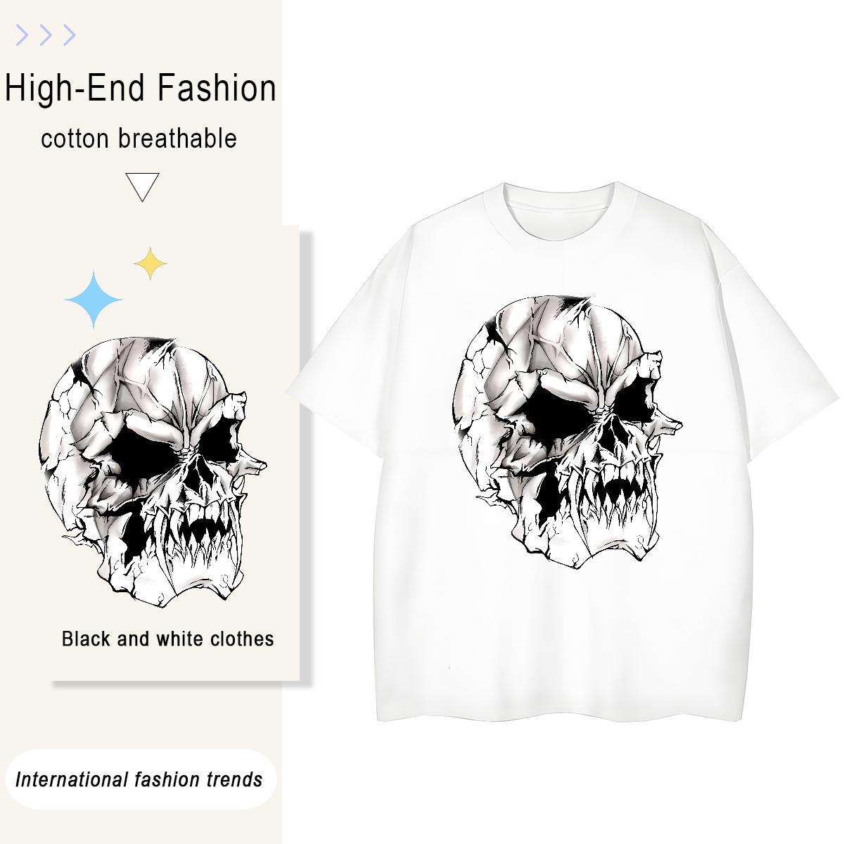 Fashion New Woman T Shirts 230g Pure Cotton Breathable Crew Neck Casual skull Woman Tshirt Designer Nice Custom Print Oversized Top Shirts