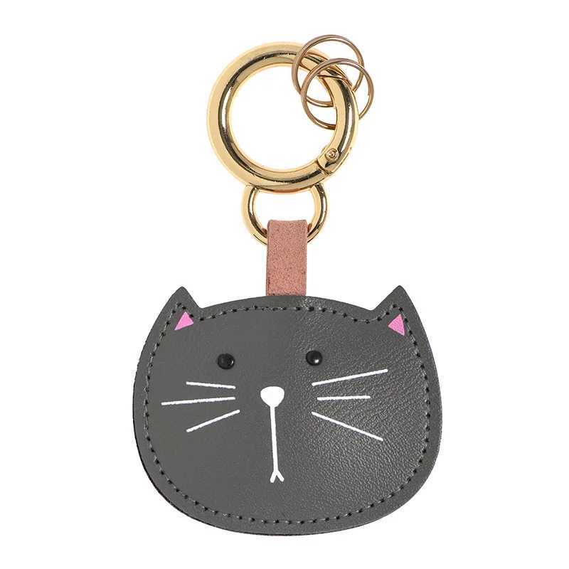 Keychains Lanyards Cartoon leather keychain access card box animal fat dog cat pig charm keychain bag car pendant mens couple gift J241010