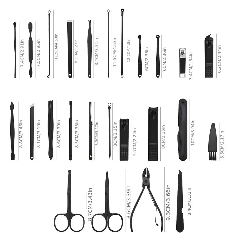 10/15/25 pcs full function kit professional ergonomic Se stainless steel foot massage set nail clip with portable shell creative gift 240927