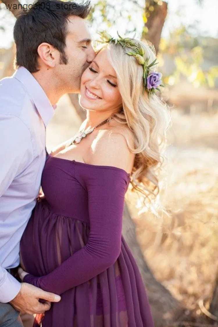 Maternity Dresses 2024 Fashion Maternity Photography Props Maternity Dresses Pregnant Clothes Chiffon Dress Photography Maternity Dress L240910