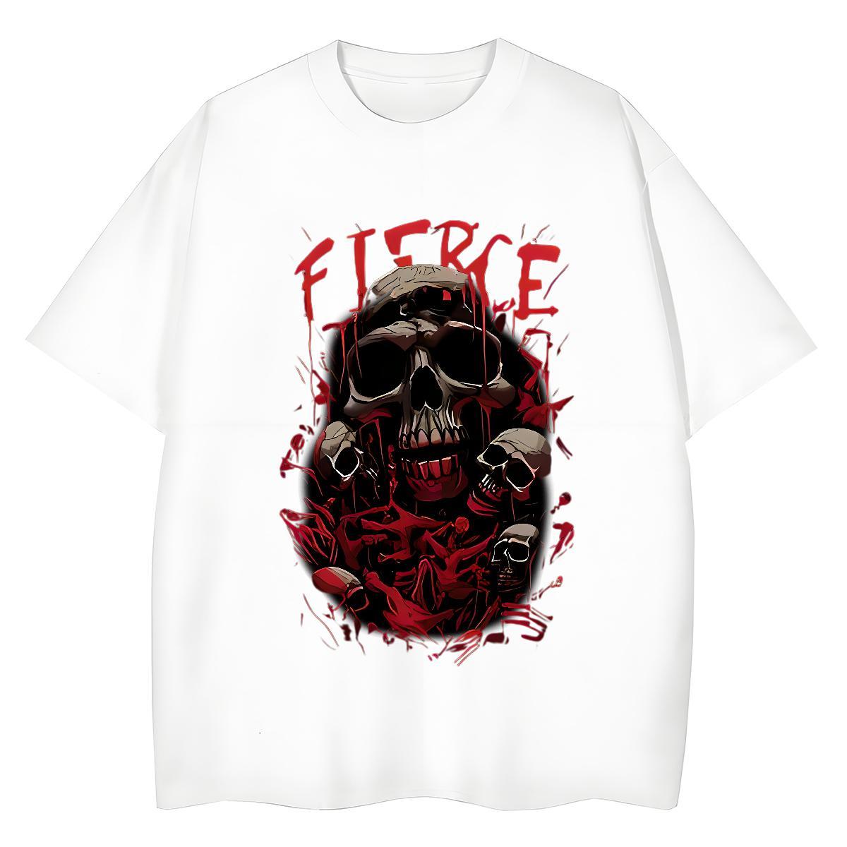 2024 T-Shirts for Women 230g Pure Cotton Breathable Soft Summer Casual skull Women Tshirts 5A DIY Anime Printed Polos