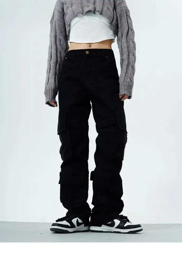 Couple cargo pants Hip Hop High Street Retro American retro multi pocket casual pants streetwear Y2K jeans 241007