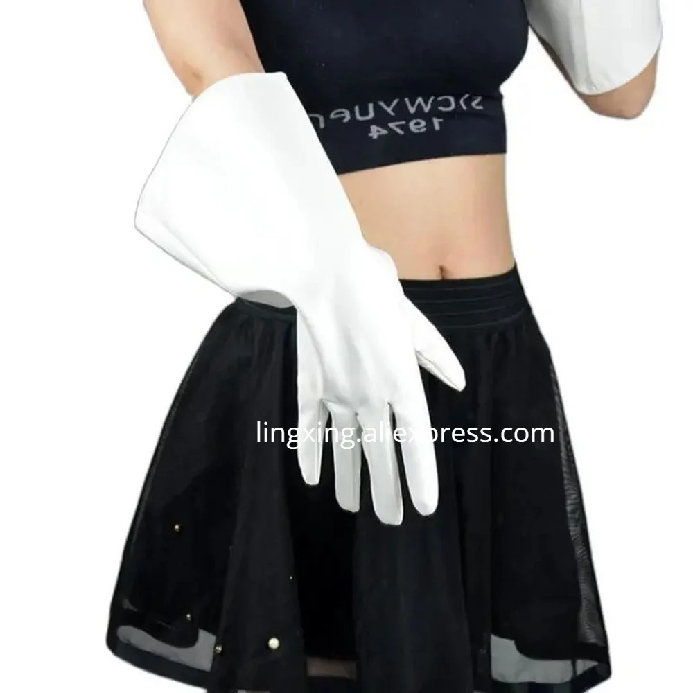 38cm Touchscreen long gloves large sleeves wide cuffs lantern puff simulated leather black for men and women 240906