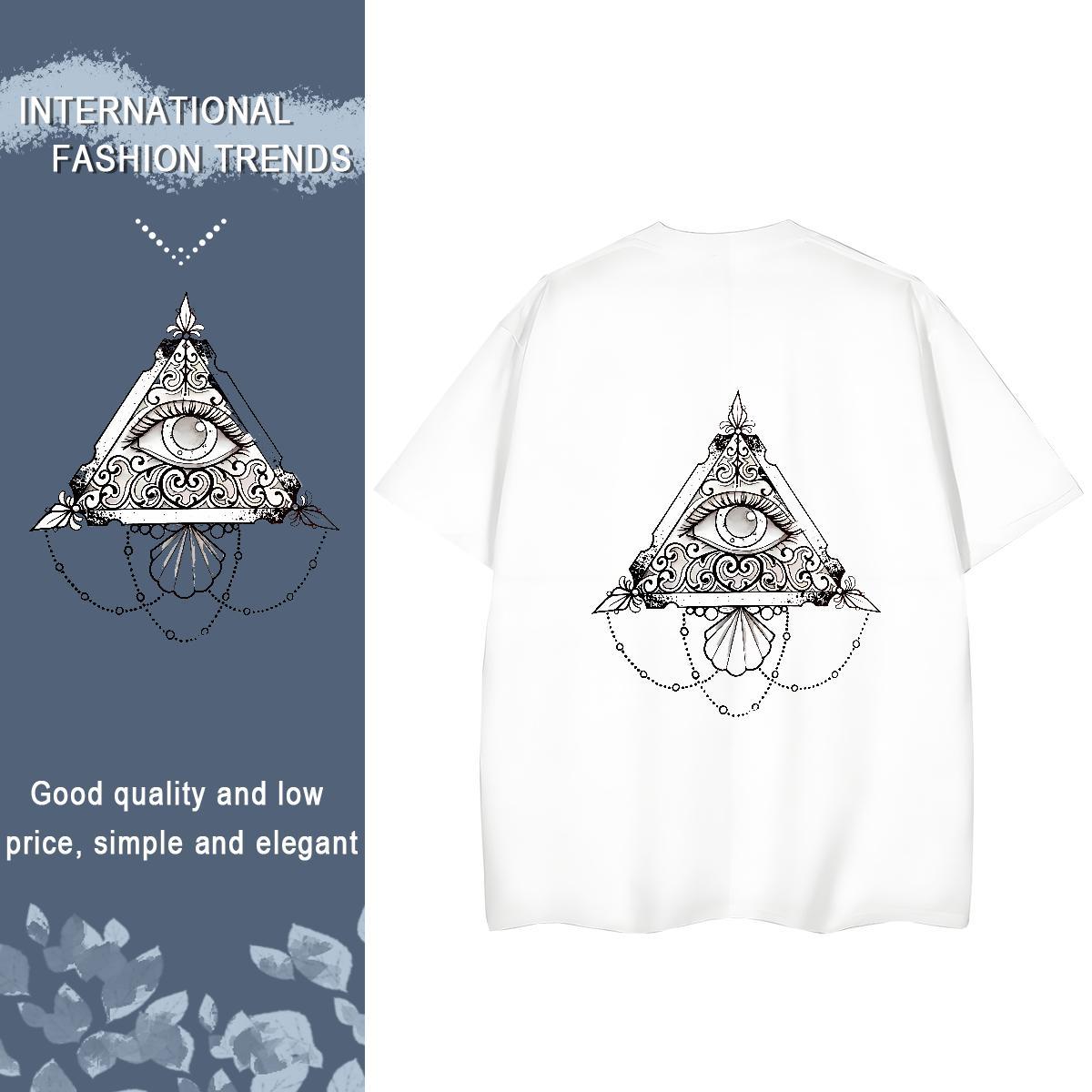 2024 DIY Woman T Shirts 230g Pure Cotton Breathable Short Sleeve Casual Sport eye of the devil Woman Tshirt Comfortable Black White Tees