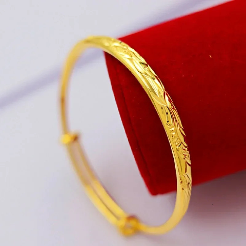 Gold Store Same Style 9999 24k Real Gold Bracelet Fashion Dragon and Phoenix Real Gold Solid Bracelet 5D Adjustable 240929