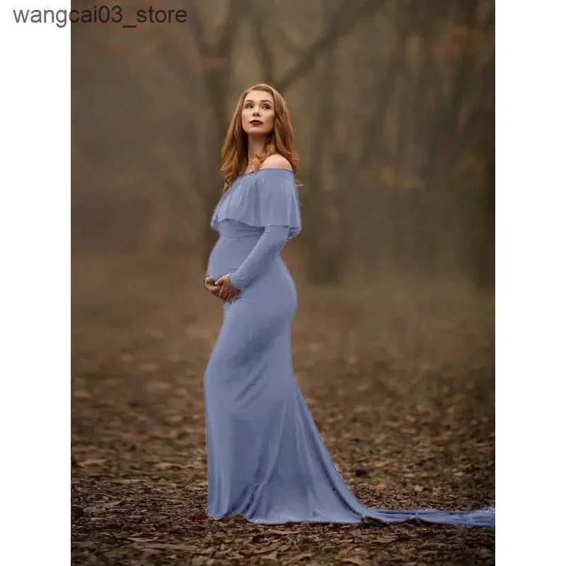 Maternity Dresses Long Shawl Maternity Photography Props Maternity Dresses Off Shoulder Maternity Gown for Photo Shoots Women Pregnancy Dress L240910
