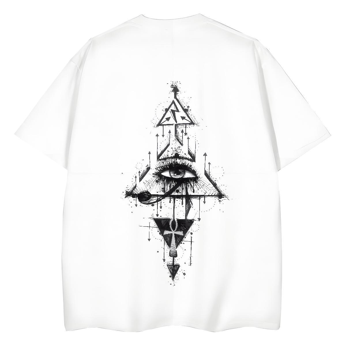 Fashion Casual Womens T Shirts 100% Cotton 230g Crew Neck Casual Daily Wear eye of the devil Woman Tshirt Comfortable Black White Top Shirts