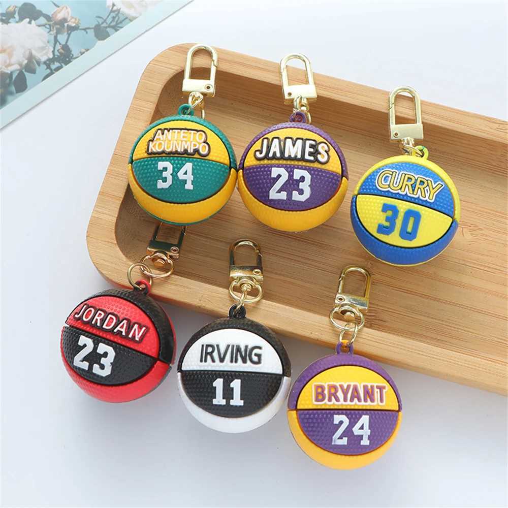 Keychains Lanyards Basketball Star Name Pendant Keychain Match Ball Soul Keyring Package Sports Fan Keyring Mens Accessories Good Luck J241010