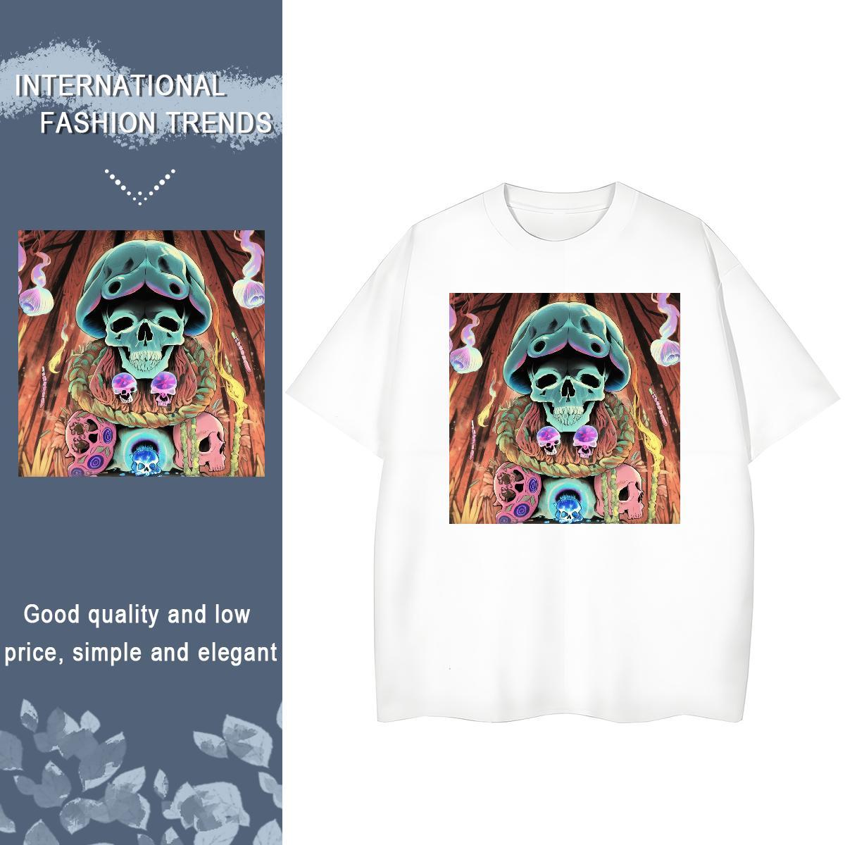 Stylist Women T Shirts 100% Cotton 230g O Neck Short Sleeves Spring Summer skull Woman Tshirt Unisex White Plus Size Clothes