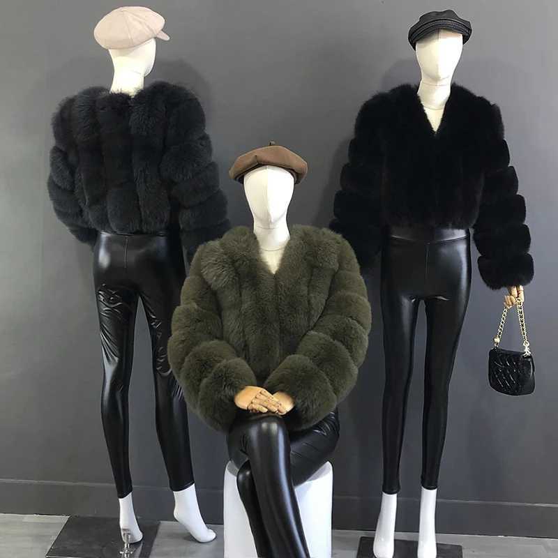 2023 new womens fur coat real fox fur leather jacket natural fox fur short sleeved clothing long sleeved womens coat W241010