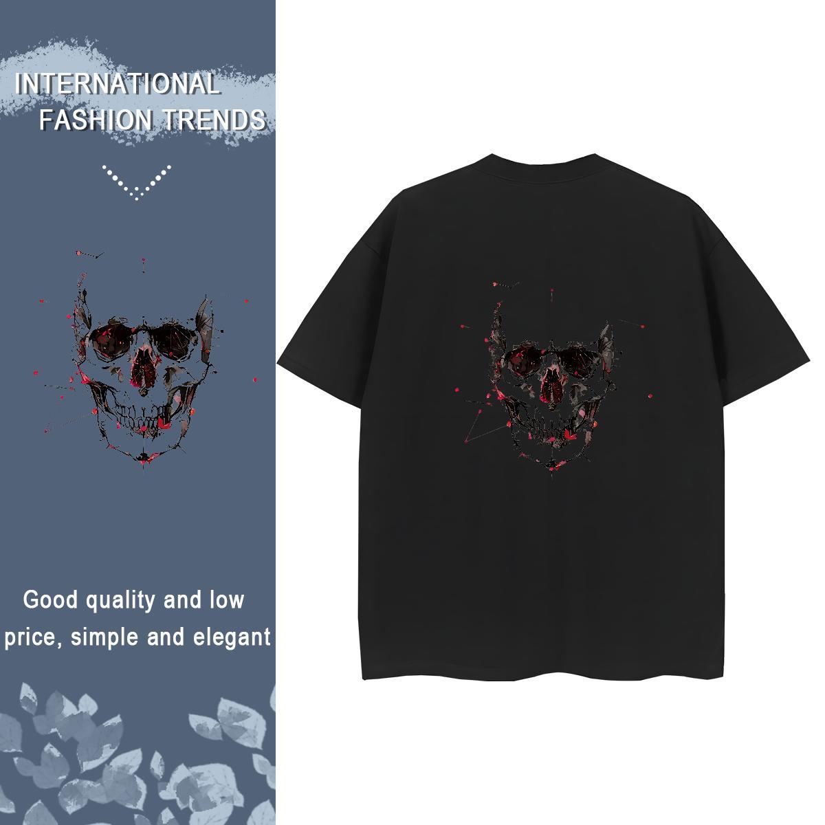 Custom T Shirt For Woman 230g Cotton O-Neck Short Sleeve Beach skull Tshirt for Man Woman Wholesale Anime Top Tees