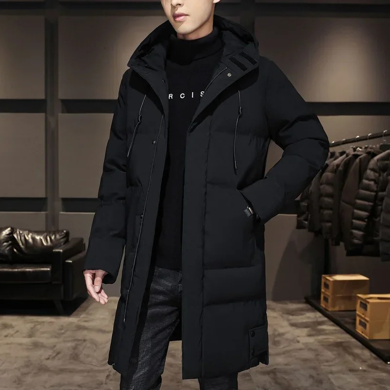 Mens long coat winter coat Chaquetas mens hoodie casual winter coat and jacket high-quality mens black warm Parkas 241007