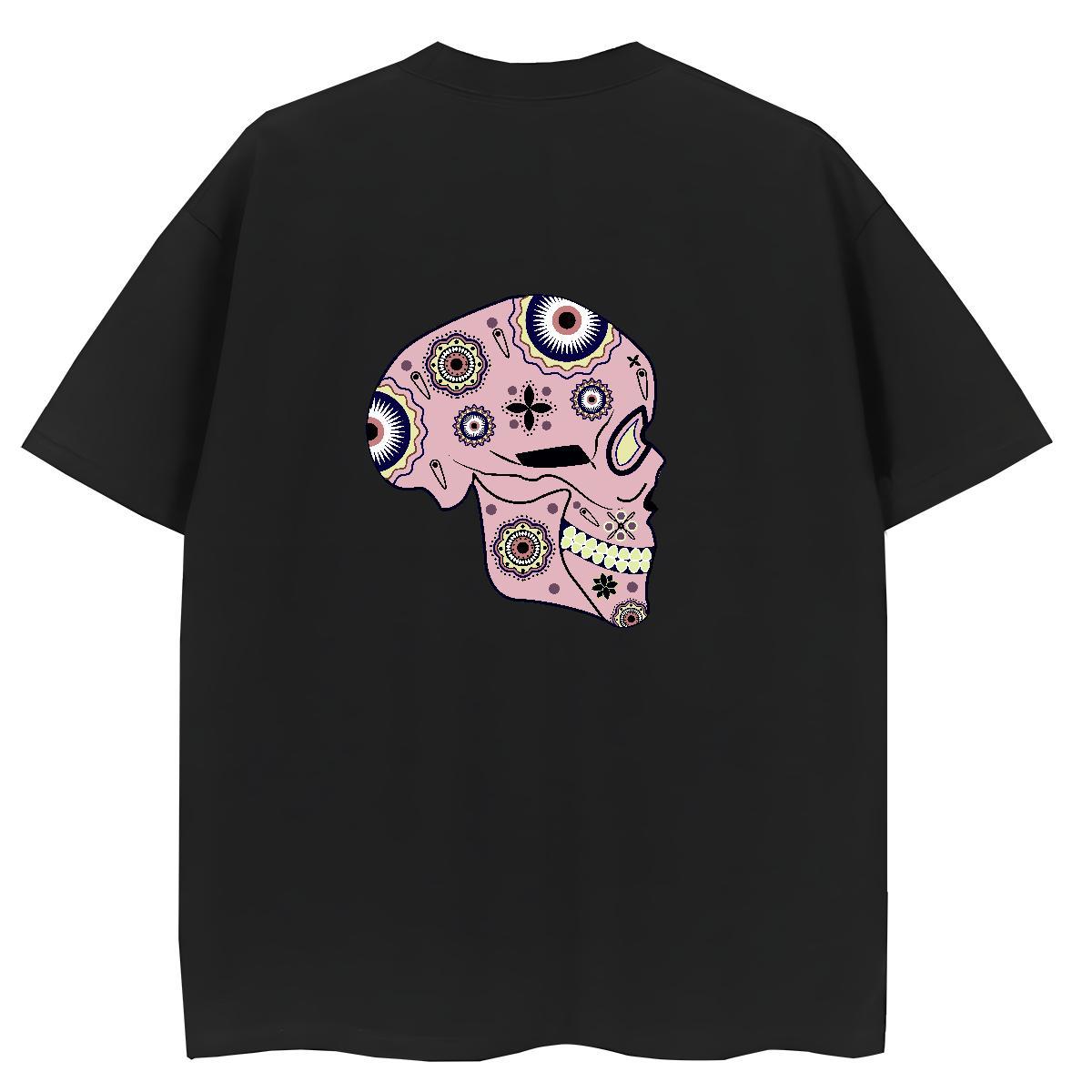 DIY T shirt 100% Cotton 230g Short sleeve Soft Hip Hop Street skull Women Tshirts Popular Custom Print Oversized Tops Shirt