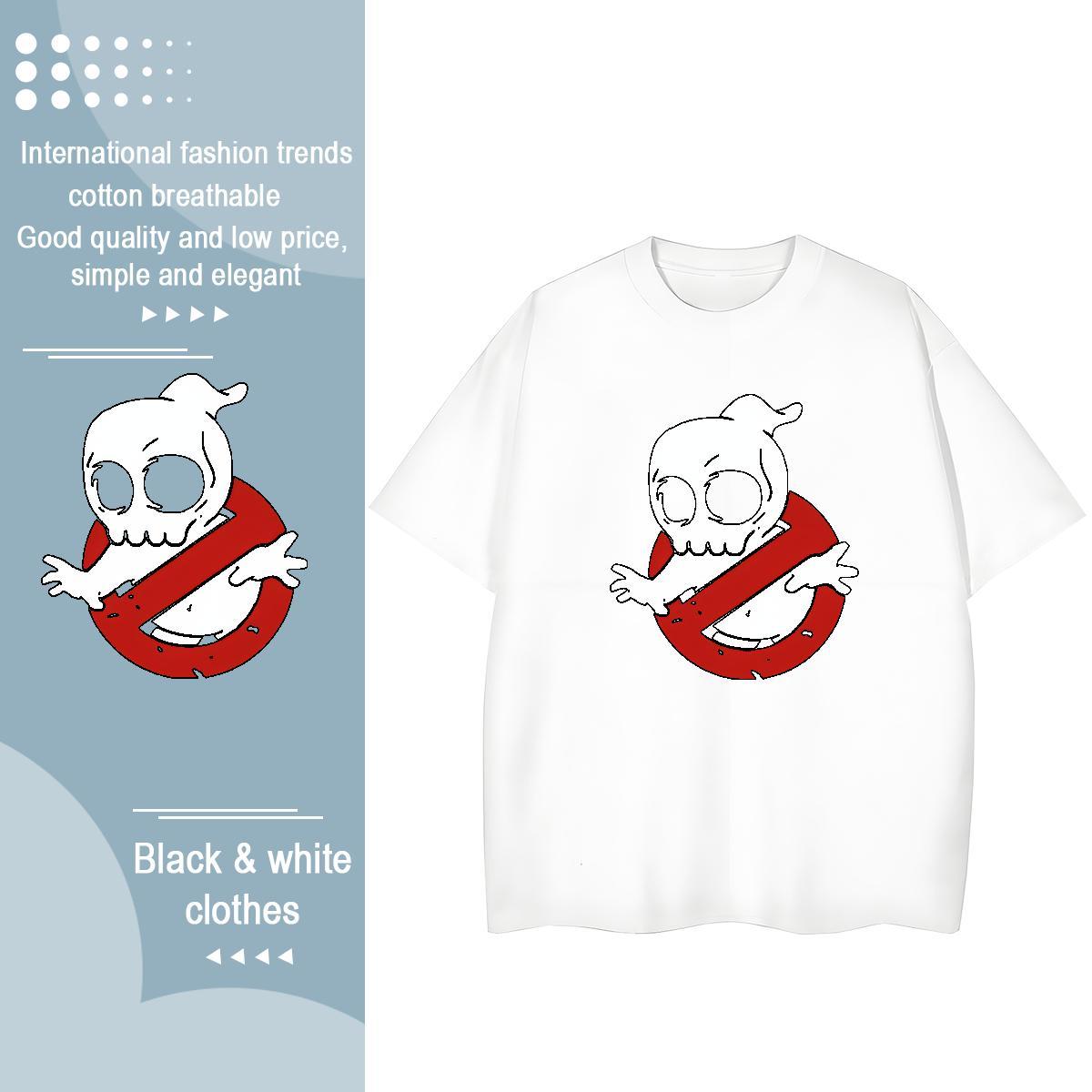 Stylist T Shirt For Woman 230g Cotton Crew Neck Hip Hop Street skull Unisex Tshirts Designer Cartoon Print Clothes