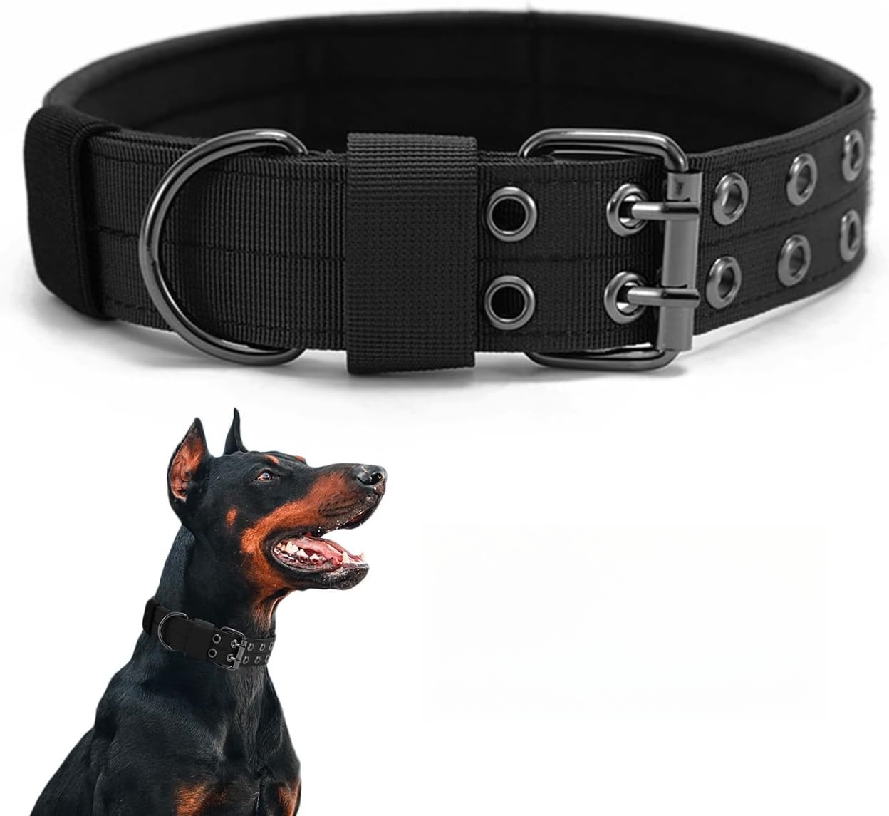 Tactical Military Adjustable Dog Soft Nylon Training Collar Heavy Duty Metal Buckle Collars for Medium Large Dogs CH312