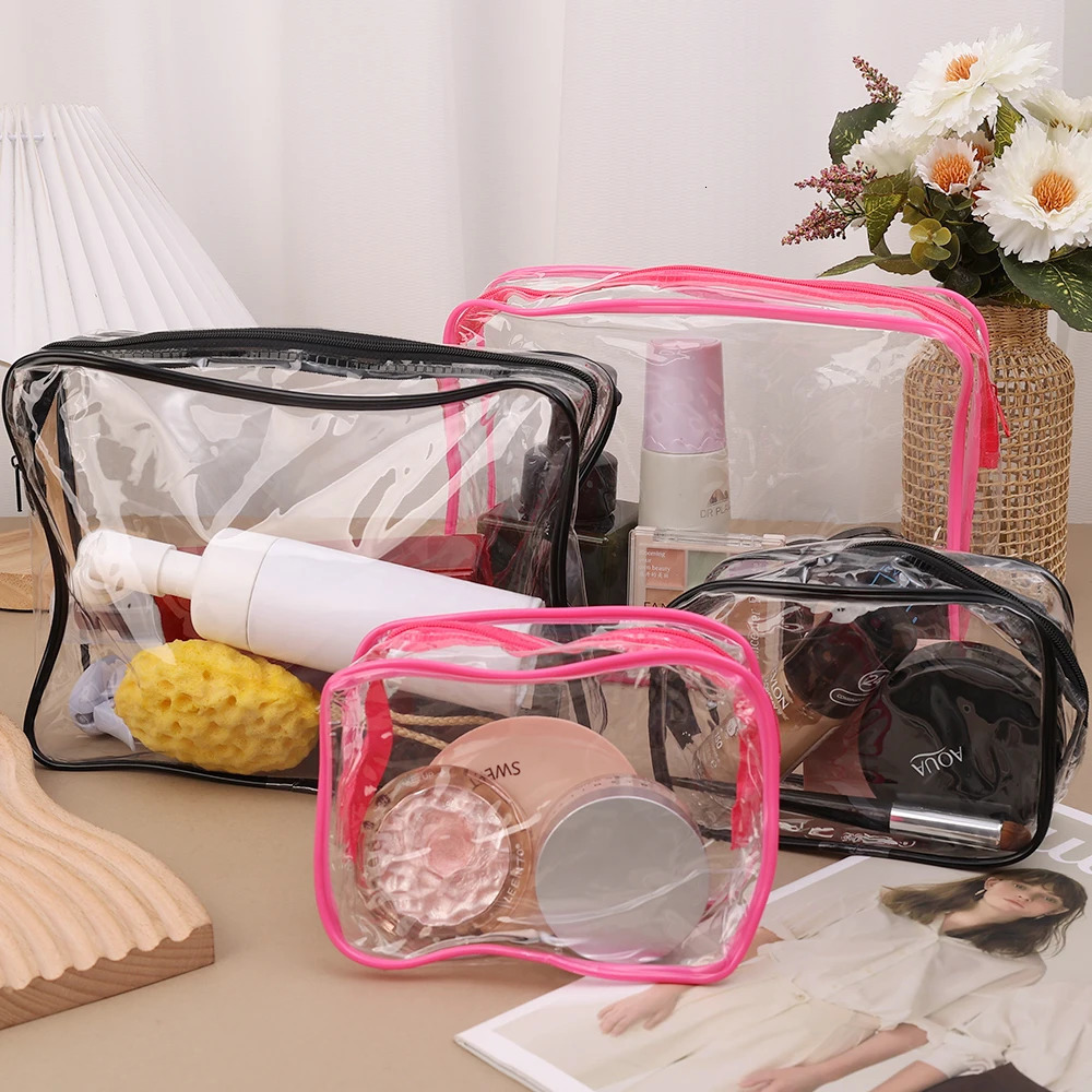 1/3 piece transparent storage bag womens makeup and cosmetics box organizer travel waterproof washing bag holder large capacity PVC bag 241008