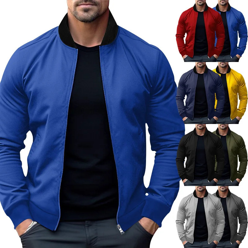 European and American Mens Jacket Spring and Autumn Trendy Jacket Youth Casual All-Matching plus Size Loose Baseball Uniform 241011