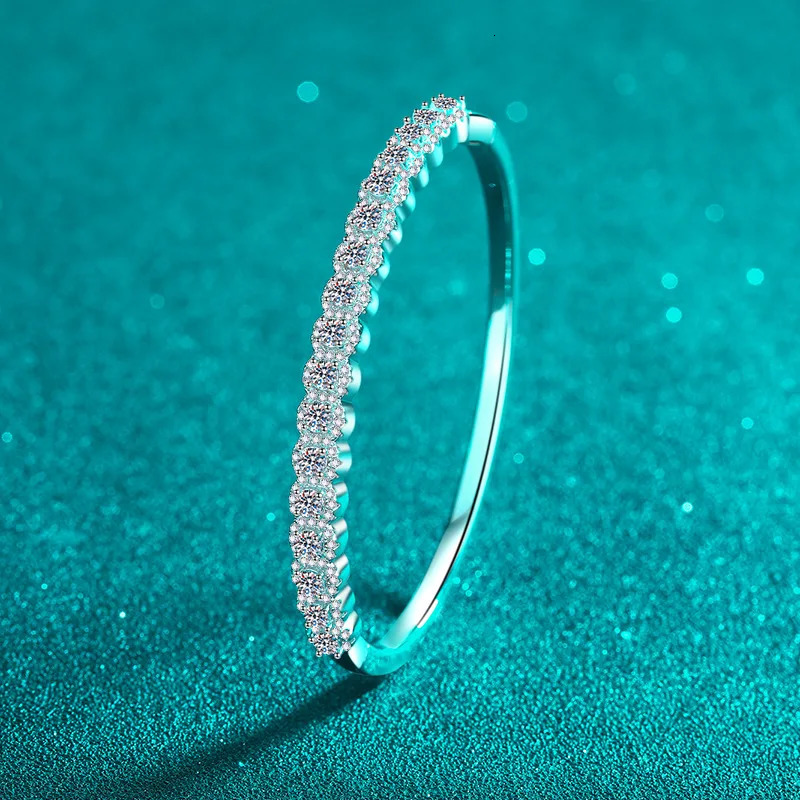 AIFAFA 2.48- all Mo silica bracelet for women galvanized Pt950 thick solid S925 silver cuff bracelet laboratory diamond wedding jewelry 241007