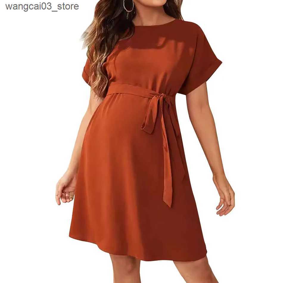 Maternity Dresses Casual and Comfortable Maternity Dress for Pregnant Women with a Tied Waist Modern and Stylish Expectant Mother Clothing L240910