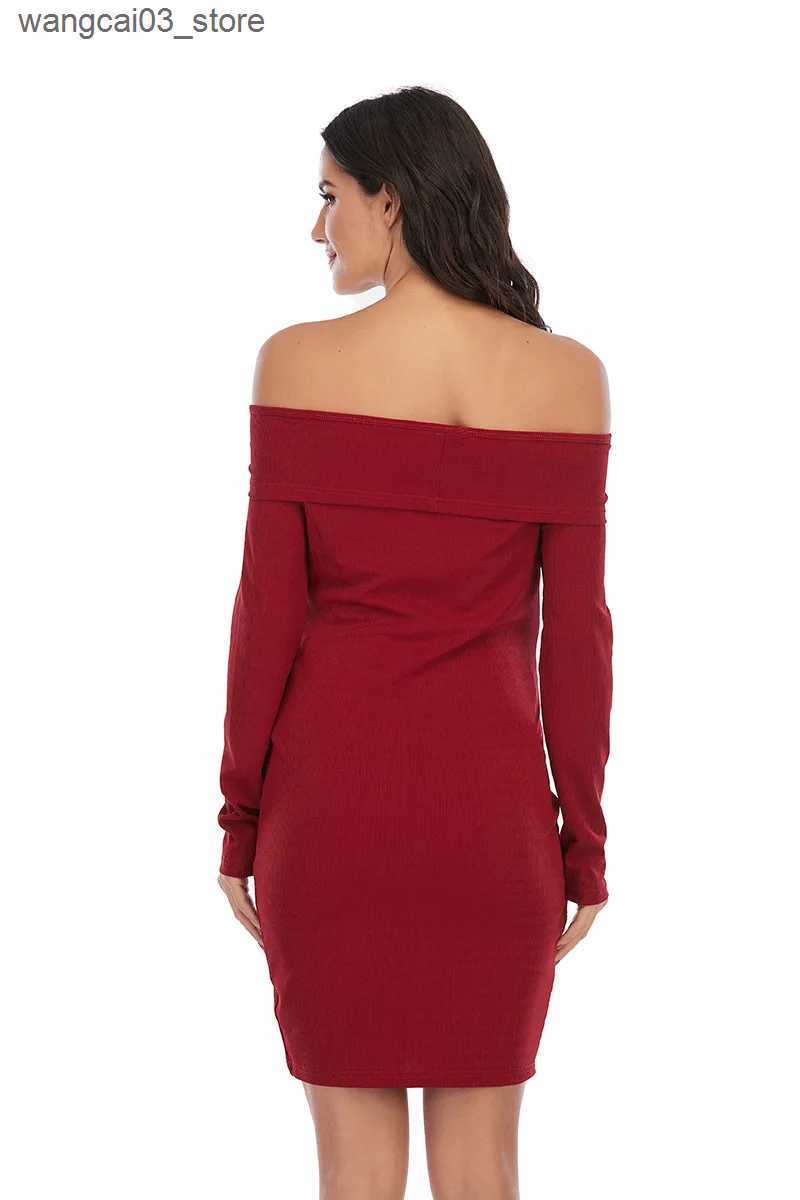 Maternity Dresses XXL New Maternity Dresses Maternity Skirt Solid Color One-Shoulder Dress for Pregnant Women Plus Size Sexy Pregnancy Clothes L240910