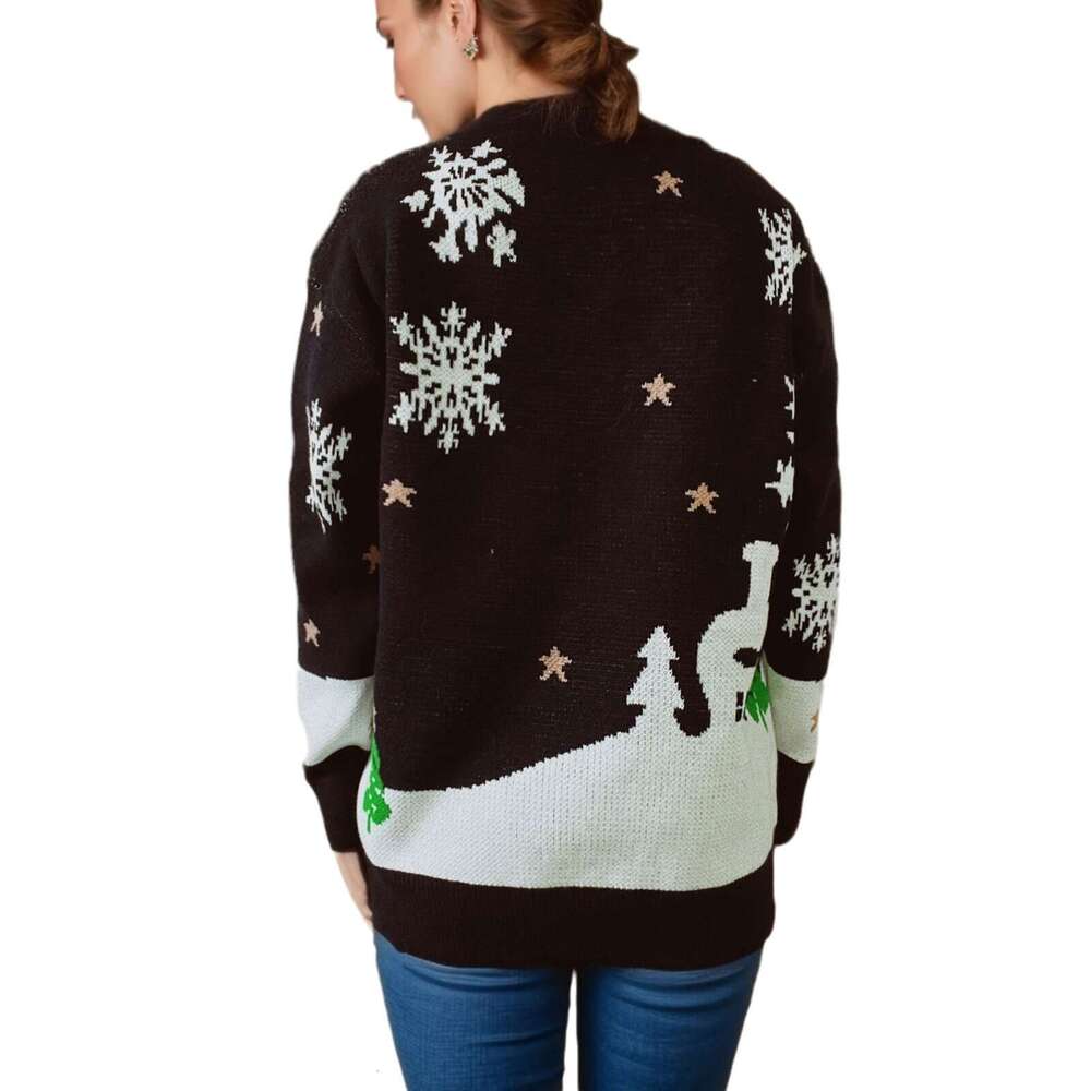 2024 TK Christmas main picture cute snowman pattern round neck long sleeved knitted pullover New Year sweater